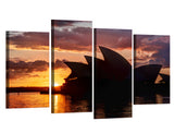 Sydney Australia Opera House Framed 4 Piece Canvas Wall Art Painting Wallpaper Poster Picture Print Photo Decor