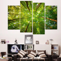 Árboles del bosque enmarcados 4 piezas lienzo arte de la pared pintura papel tapiz cartel imagen impresión foto decoración 
