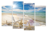 Sandy Tropical Ocean Beach Seascape enmarcado 4 piezas lienzo arte de la pared pintura papel tapiz póster imagen impresión foto decoración 