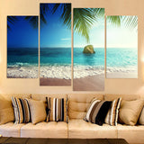 Olas de playa tropicales, 4 piezas, lienzo, arte de pared, pintura, papel tapiz, póster, imagen impresa, decoración fotográfica 