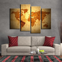 Mapa del mundo enmarcado 4 piezas lienzo arte de la pared pintura papel tapiz póster imagen impresión foto decoración 